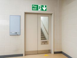 "Fire Exit Down" Fire Exit Direction Sign