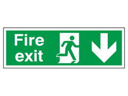 "Fire Exit Down" Fire Exit Direction Sign