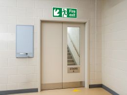 "Fire Exit Down Left" Fire Exit Direction Sign