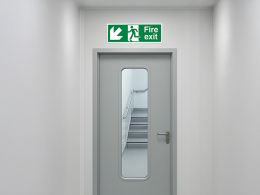 "Fire Exit Down Left" Fire Exit Direction Sign