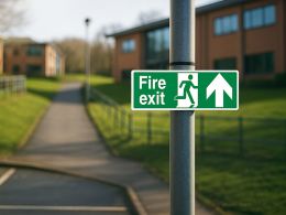 "Fire Exit Up" Fire Exit Direction Sign