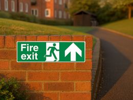 "Fire Exit Up" Fire Exit Direction Sign
