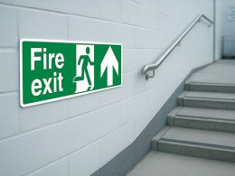 "Fire Exit Up" Fire Exit Direction Sign
