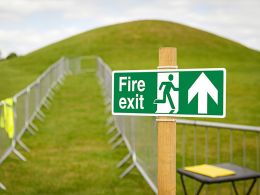 "Fire Exit Up" Fire Exit Direction Sign