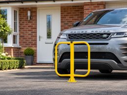 Folding Parking Barrier - Yellow Mild Steel, Folds to 70mm - 720mm Overall Height