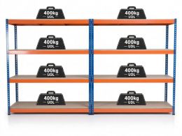 Garage Storage Racks - 2x Bay Kit, 3,200kg Total Capacity, 1800 x 1800 x 600mm Per Bay