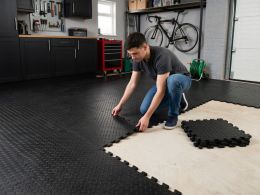 Single Garage Floor Vinyl Tile Bundle - Checker Plate - Black - 3m x 6m Total Coverage