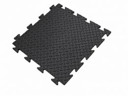 Single Garage Floor Vinyl Tile Bundle - Checker Plate - Black - 3m x 6m Total Coverage