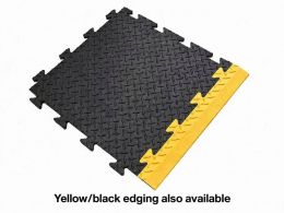 Single Garage Floor Vinyl Tile Bundle - Checker Plate - Black - 3m x 6m Total Coverage