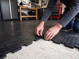 Double Garage Floor Vinyl Tile Bundle - Dotted - Black - 6m x 6m Coverage