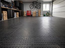Double Garage Floor Vinyl Tile Bundle - Dotted - Black - 6m x 6m Coverage