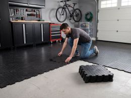 Single Garage Floor Vinyl Tile Bundle - Dotted - Black - 3m x 6m Total Coverage