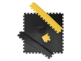 Fine Grain Interlocking Gym Floor Tile - Black Vinyl - 7mm Thick