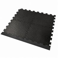 Interlocking Floor Tile Ramped Edging - Male & Female - Black & Yellow - 470 x 60 x 12mm