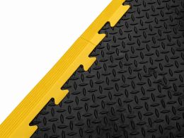 Interlocking Floor Tile Ramped Edging - Male & Female - Black & Yellow - 470 x 60 x 12mm