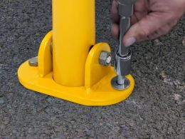 Yellow Folding Parking Post - Key Lockable Powder Coated Steel - 620mm Overall Height
