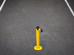 Yellow Folding Parking Post - Key Lockable Powder Coated Steel - 620mm Overall Height