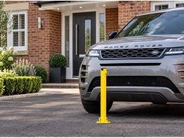 Yellow Folding Parking Post - Key Lockable Powder Coated Steel - 620mm Overall Height