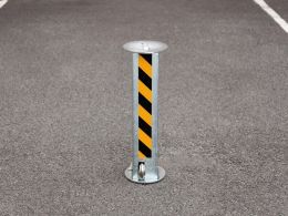 Manual Rising Security Post - Yellow/Black Zinc Plated Steel - 520mm Bollard Height
