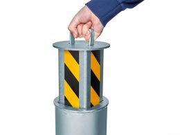 Manual Rising Security Post - Yellow/Black Zinc Plated Steel - 520mm Bollard Height