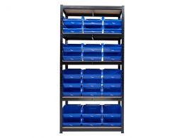 Shelf Unit With Bins - 5 Shelves, 1800 × 900 × 400mm - 175kg UDL Per Shelf