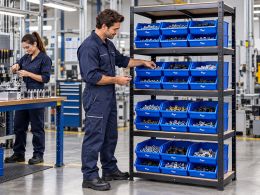 Shelf Unit With Bins - 5 Shelves, 1800 × 900 × 400mm - 175kg UDL Per Shelf
