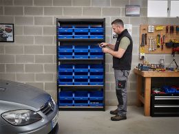 Shelf Unit With Bins - 5 Shelves, 1800 × 900 × 400mm - 175kg UDL Per Shelf