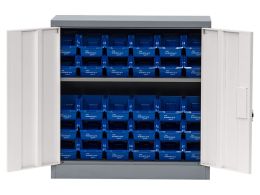 Storage Cabinet with Plastic Bins