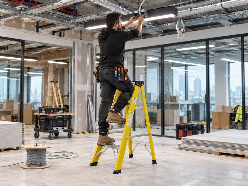 4 Tread Fibreglass Step Ladder - EN131 Professional - 2m Approx Working Height