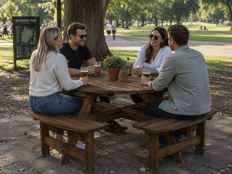 Walnut 8 Seater Outdoor Bench