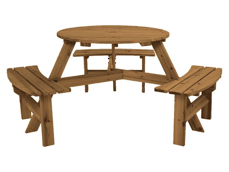 Walnut 6 Seater Round Bench