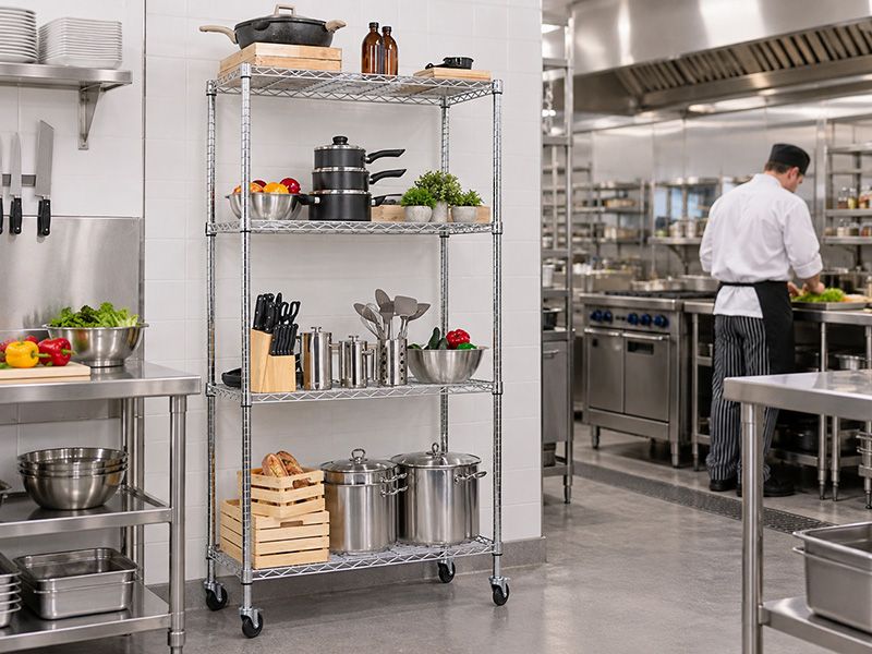 Chrome Kitchen Shelves