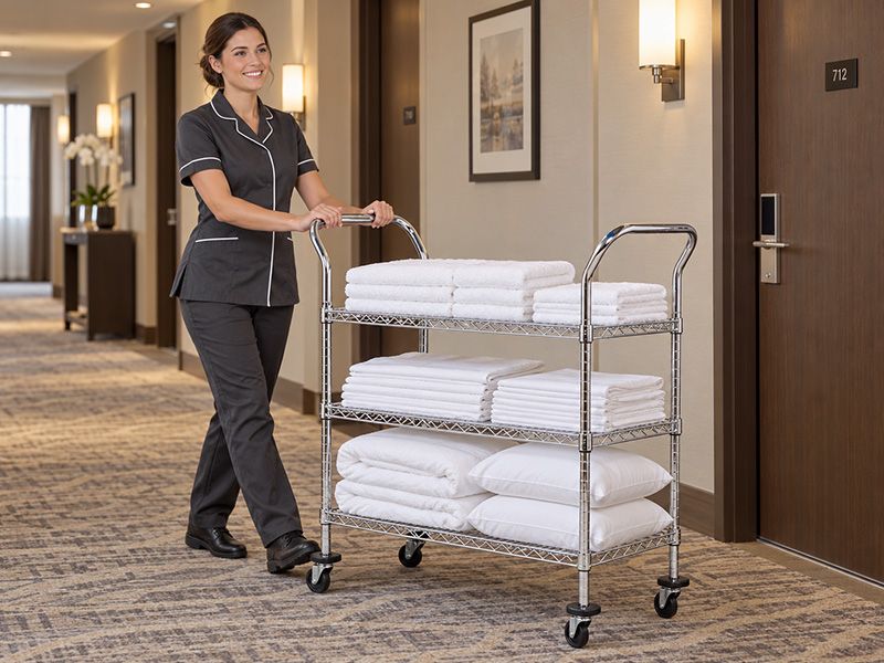 Chrome Wire Mesh Trolley