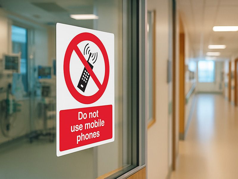 "Do Not Use Mobile Phones" Prohibition Sign