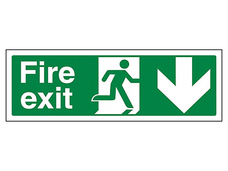 "Fire Exit Down" Fire Exit Direction Sign