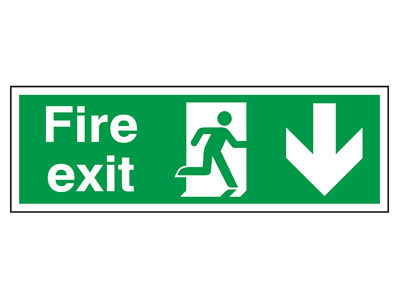 "Fire Exit Down" Fire Exit Direction Sign