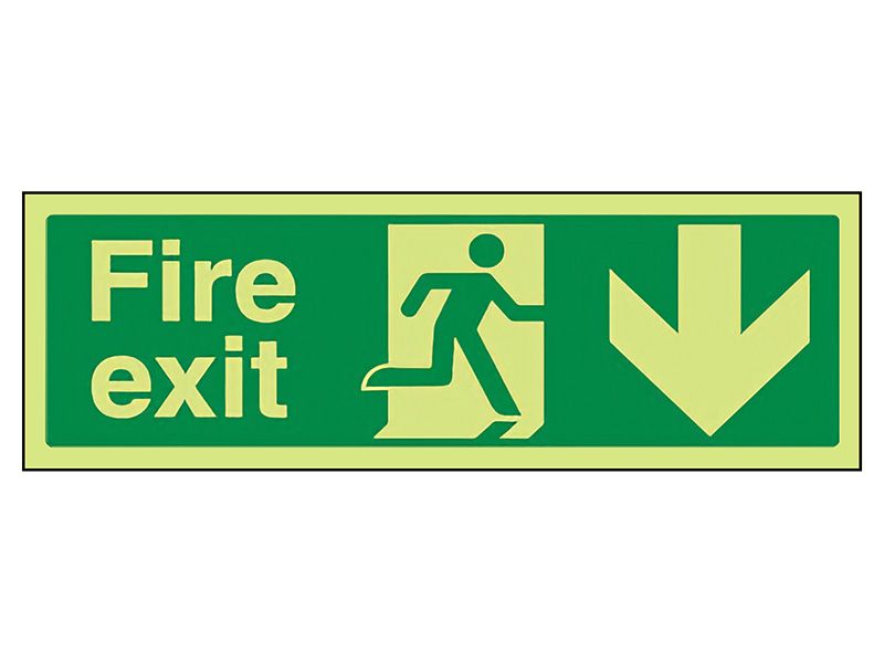"Fire Exit Down" Glow in the Dark Safety Sign