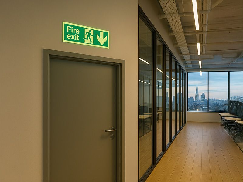"Fire Exit Down" Glow in the Dark Safety Sign
