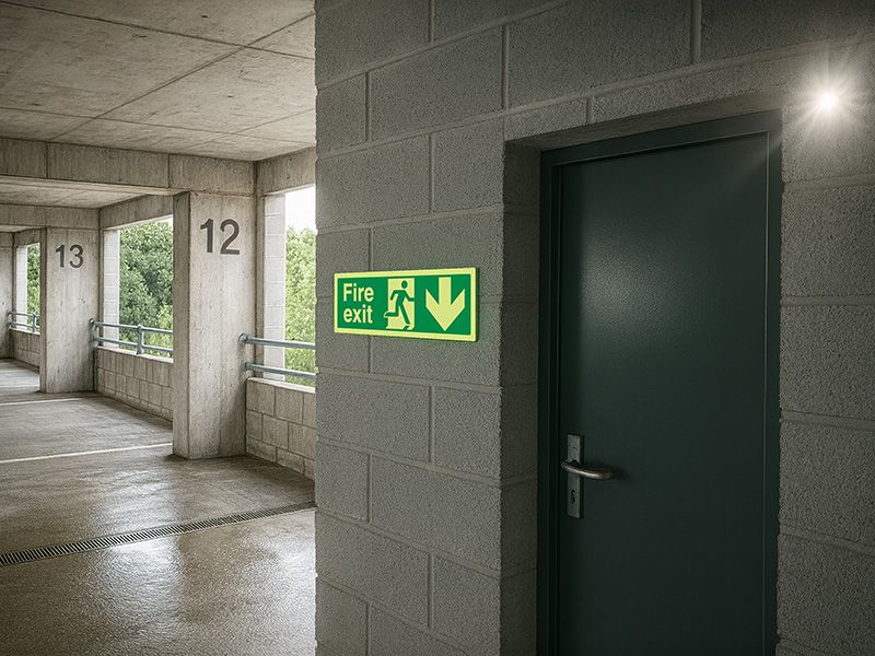 "Fire Exit Down" Glow in the Dark Safety Sign