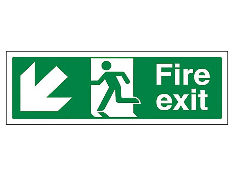 "Fire Exit Down Left" Fire Exit Direction Sign
