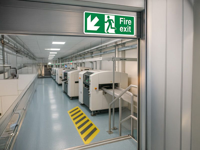 "Fire Exit Down Left" Fire Exit Direction Sign