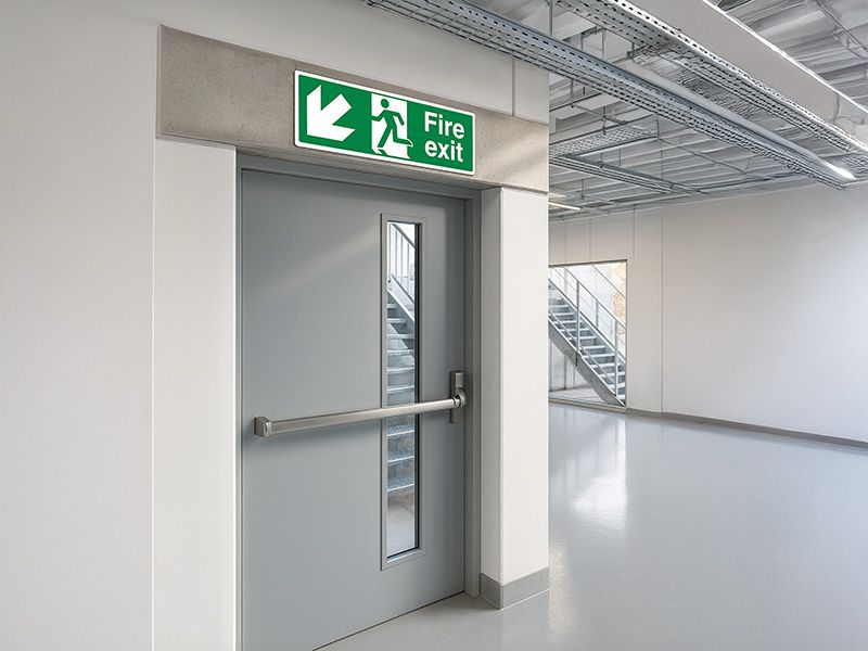 "Fire Exit Down Left" Fire Exit Direction Sign