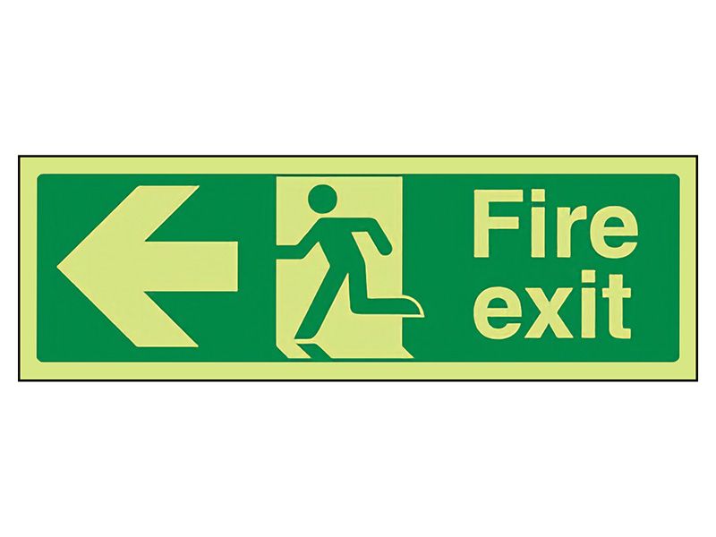 "Fire Exit Left" Glow in the Dark Safety Sign