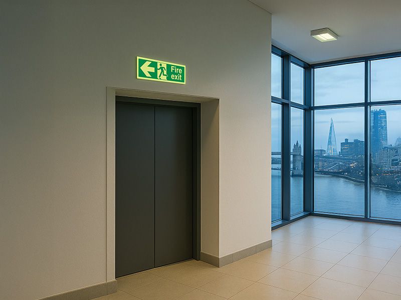"Fire Exit Left" Glow in the Dark Safety Sign
