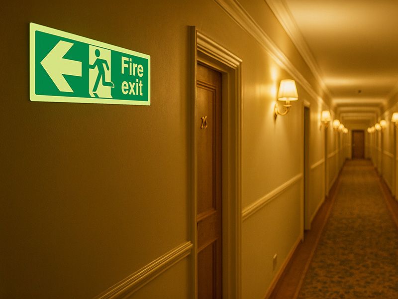 "Fire Exit Left" Glow in the Dark Safety Sign
