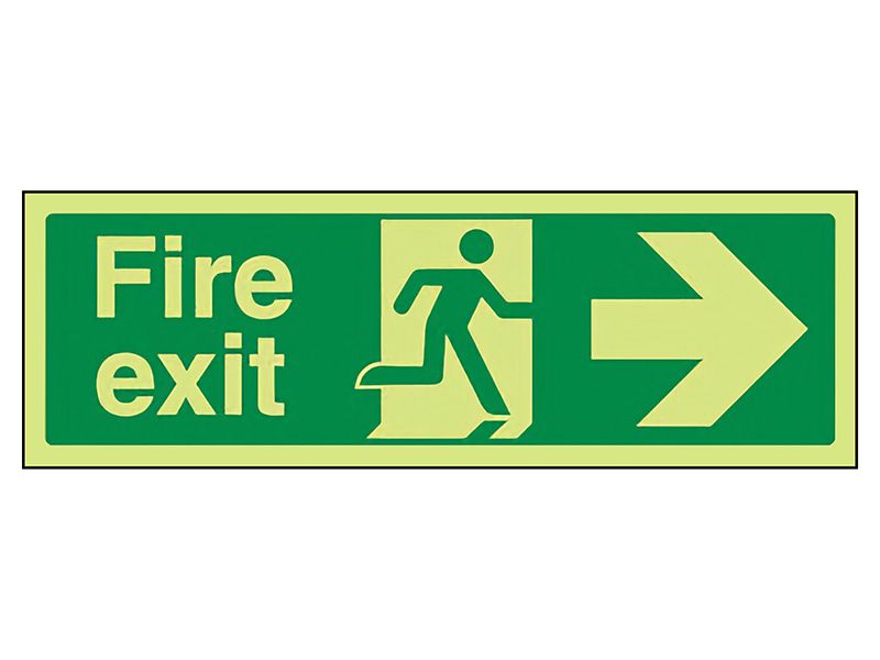 "Fire Exit Right" Glow in the Dark Safety Sign
