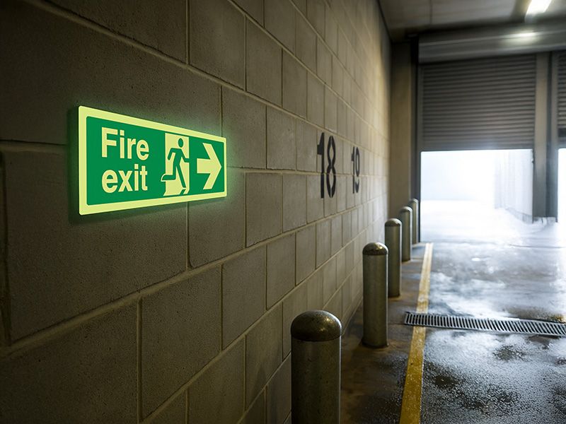 "Fire Exit Right" Glow in the Dark Safety Sign