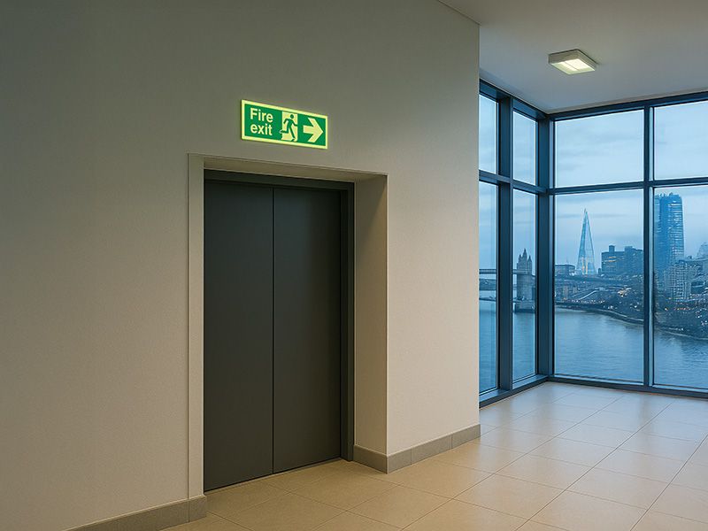 "Fire Exit Right" Glow in the Dark Safety Sign