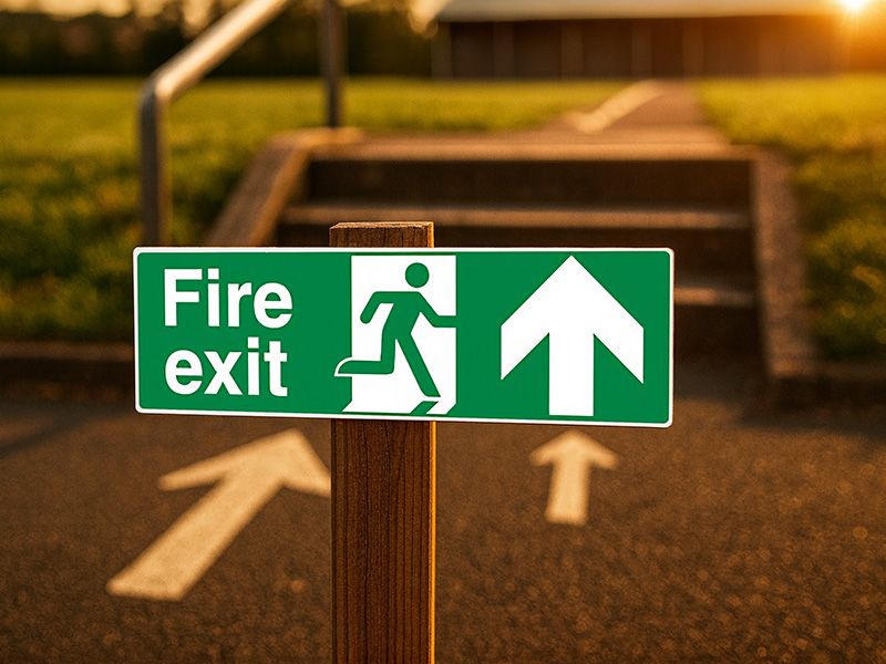 "Fire Exit Up" Fire Exit Direction Sign