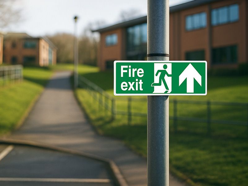 "Fire Exit Up" Fire Exit Direction Sign